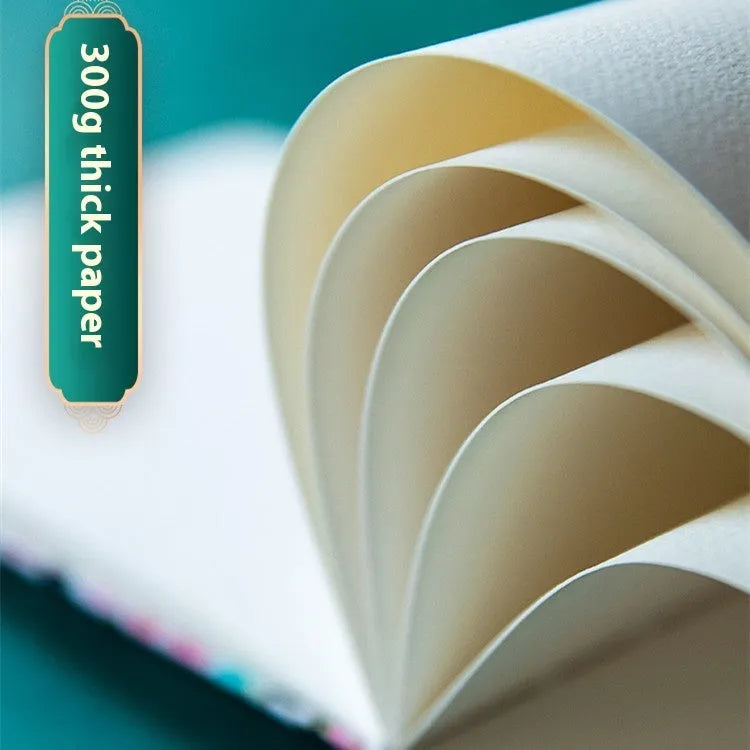 Feiluniao handmade fabric watercolour notebook in 185mm portable size, showing artistic cover design.