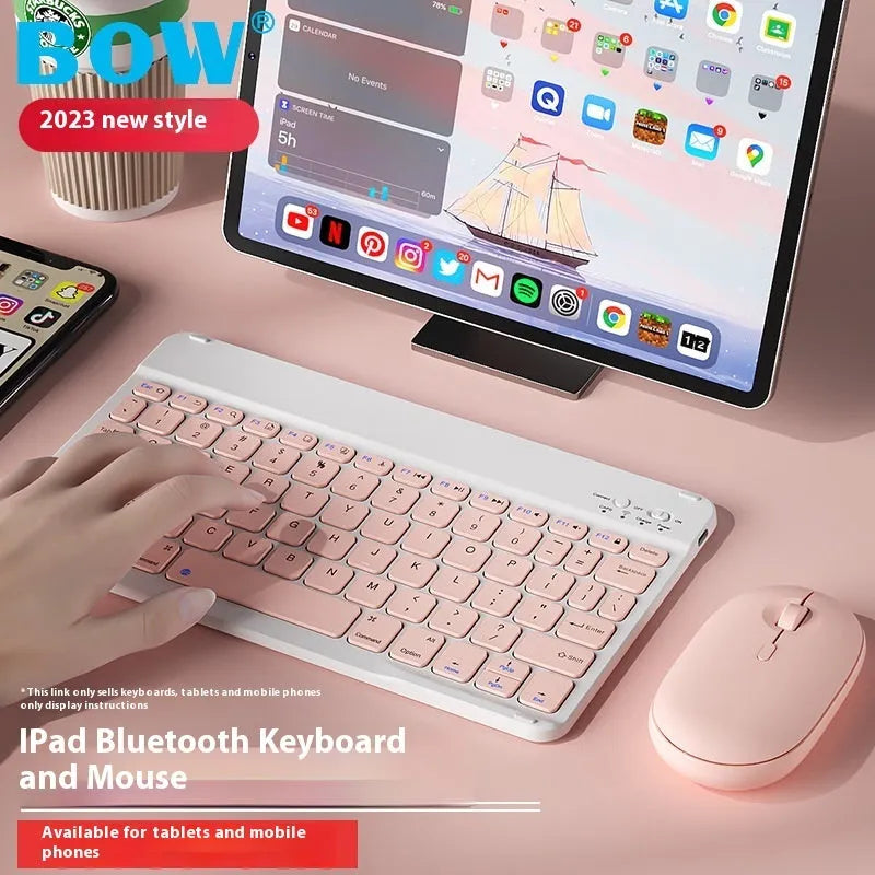 Bluetooth keyboard for tablets and PCs in various colours including white, green, and pink