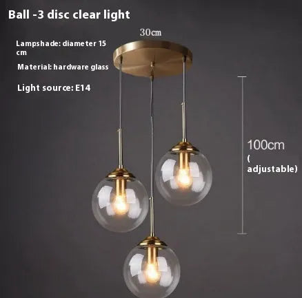 Nordic style round glass ball chandelier in contemporary home setting