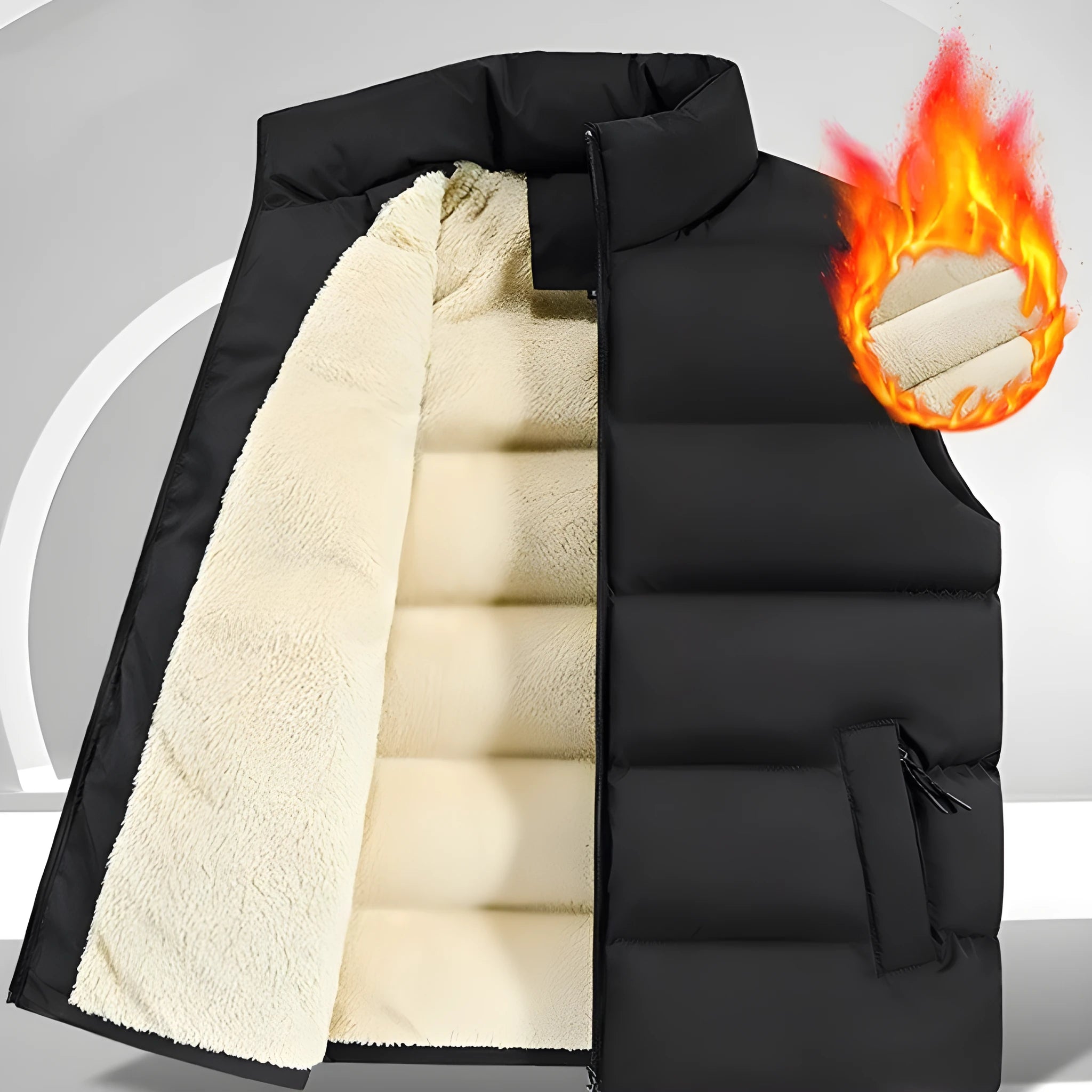 Men's striped lambswool vest for winter in black, dark blue, or red colours.