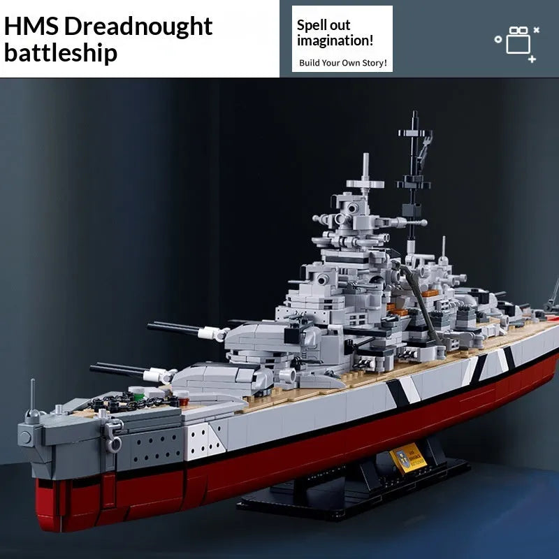 Battleship Bismarck and aircraft carrier building blocks set in Xiaoluban 1102 colour, compatible with Lego, for ages 7-14
