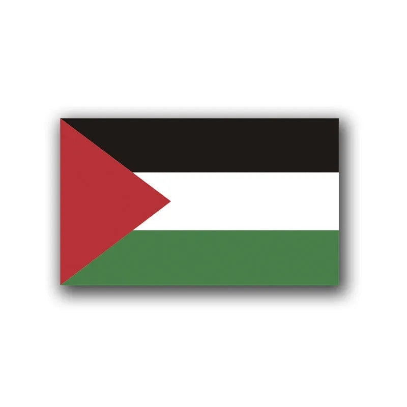 Six Palestinian flag car decal stickers on backing paper, PET vinyl material.