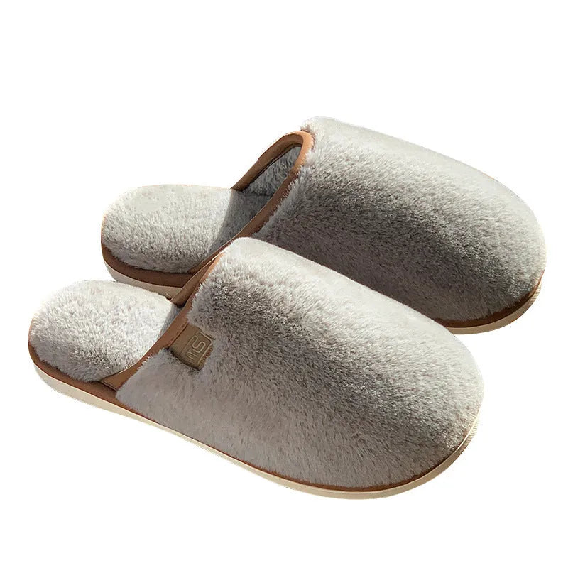 Blue PVC plush slipper with non-slip sole and car stitching detail on upper.