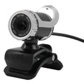 Computer video USB camera with built-in sound-absorbing microphone in black and silver, 640x480 resolution, glass lens, 140cm cable