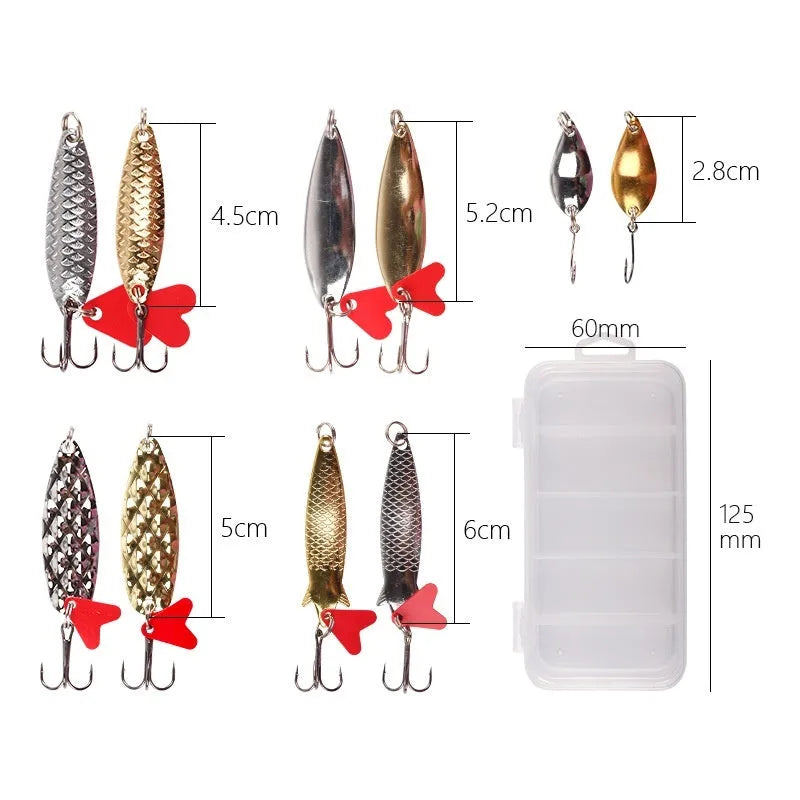 Pineapple Sequin Box containing gold and silver metal sequins for fishing lure building.