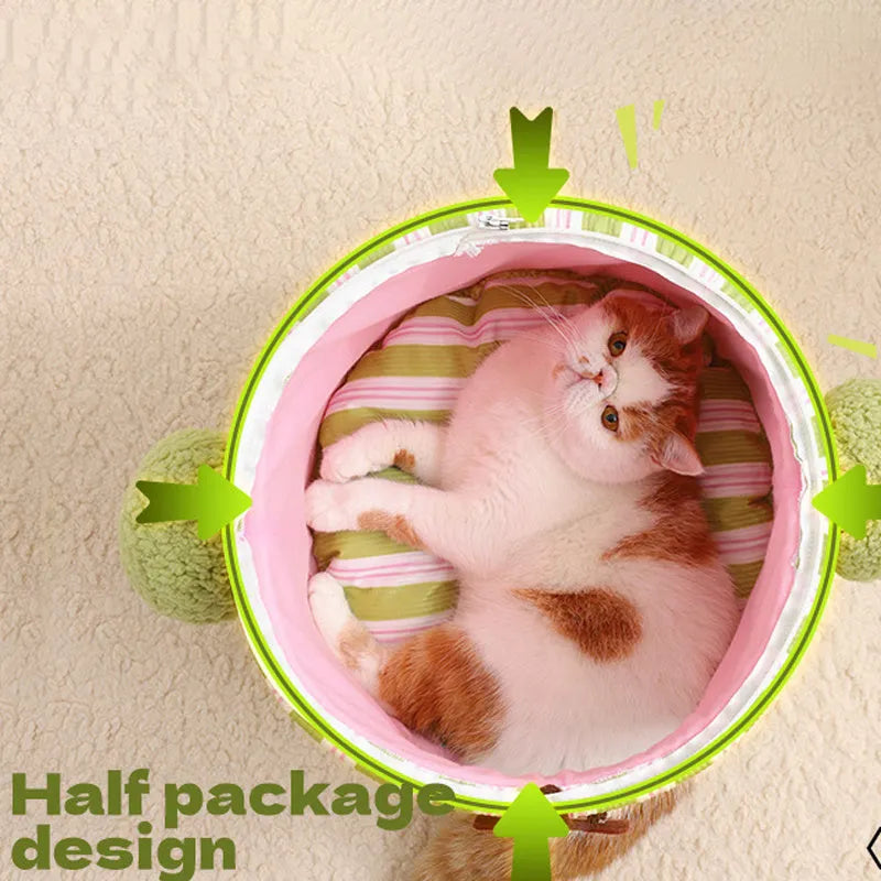 Enclosed three-dimensional pet house with tree hole design for small dogs and cats