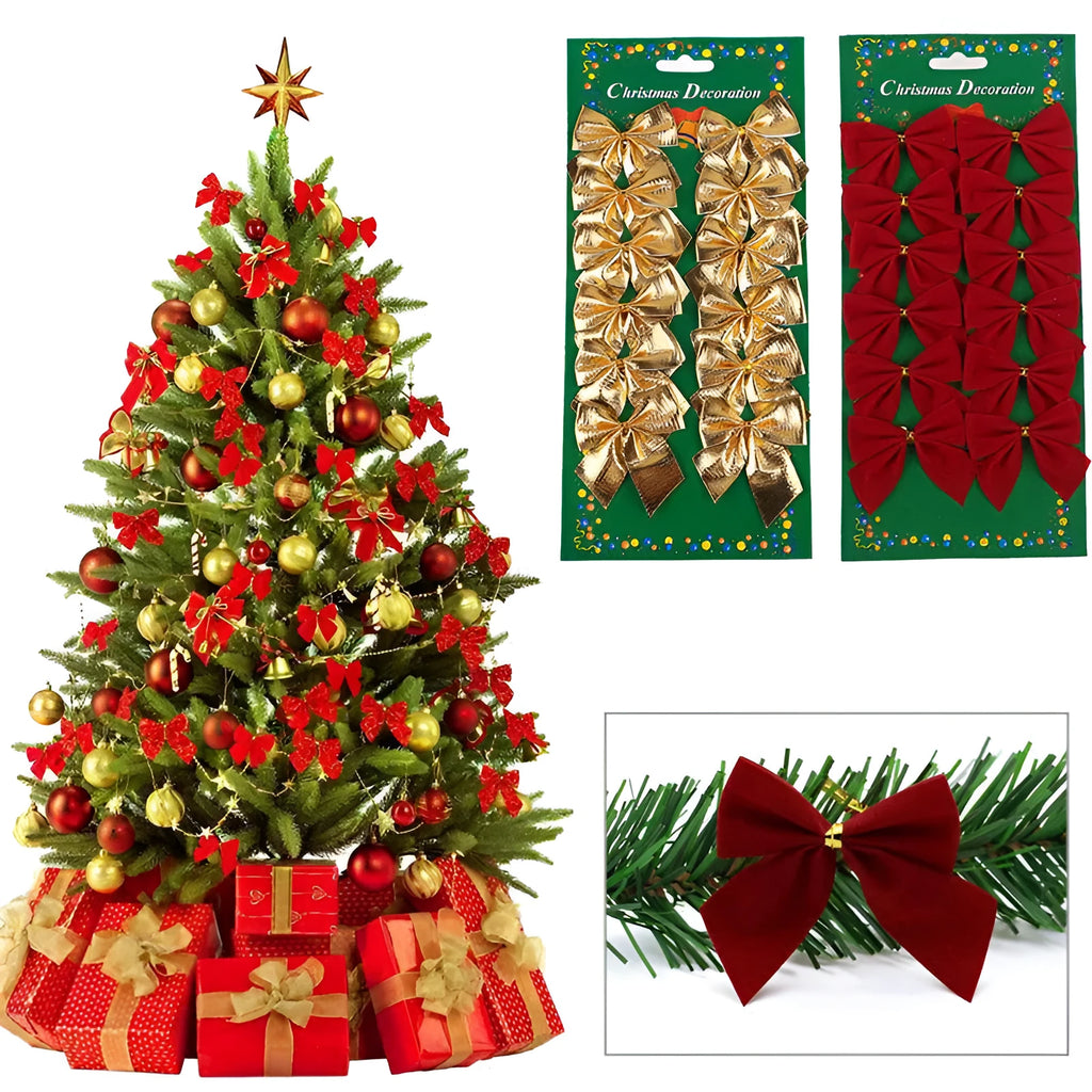 5 cm red gold silver polyester Christmas bow decoration ornament