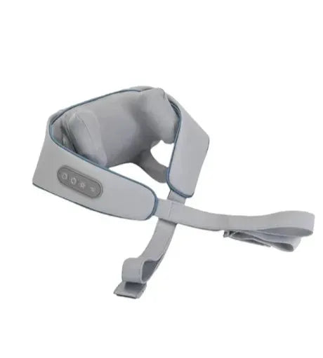 Creamy white shoulder and neck massage instrument with rechargeable battery and infrared function