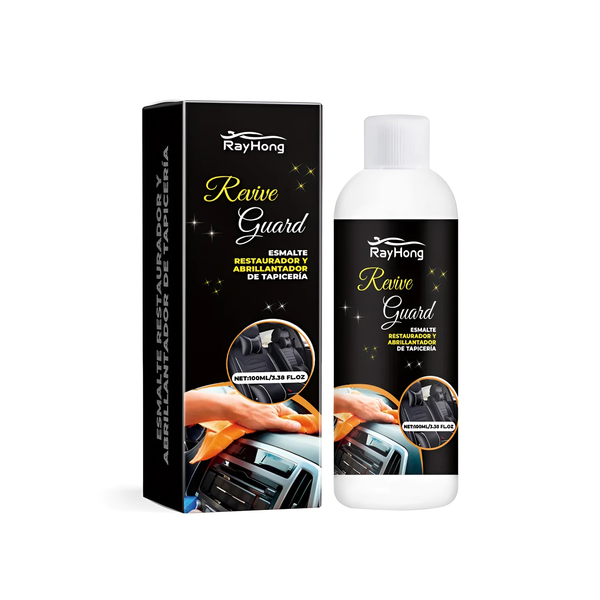 Automotive polish in 3.8cm by 12.3cm box for car interior maintenance