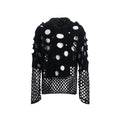 Black men's hooded sweater with pearl decoration on hood showing loose fit and pullover design