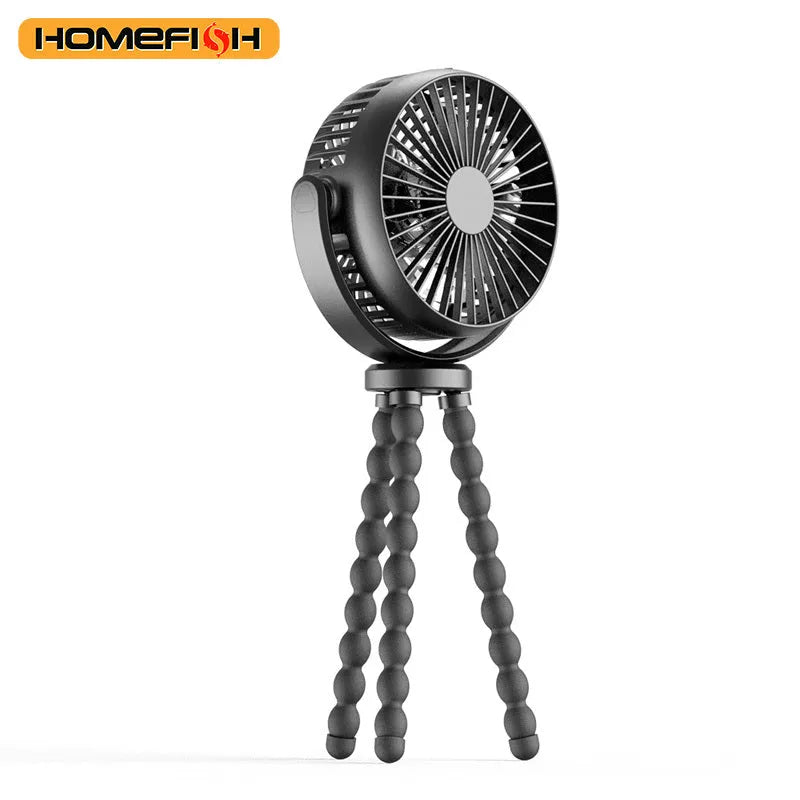 HOMEFISH F2 automatic shake head fan with LED light on removable bracket