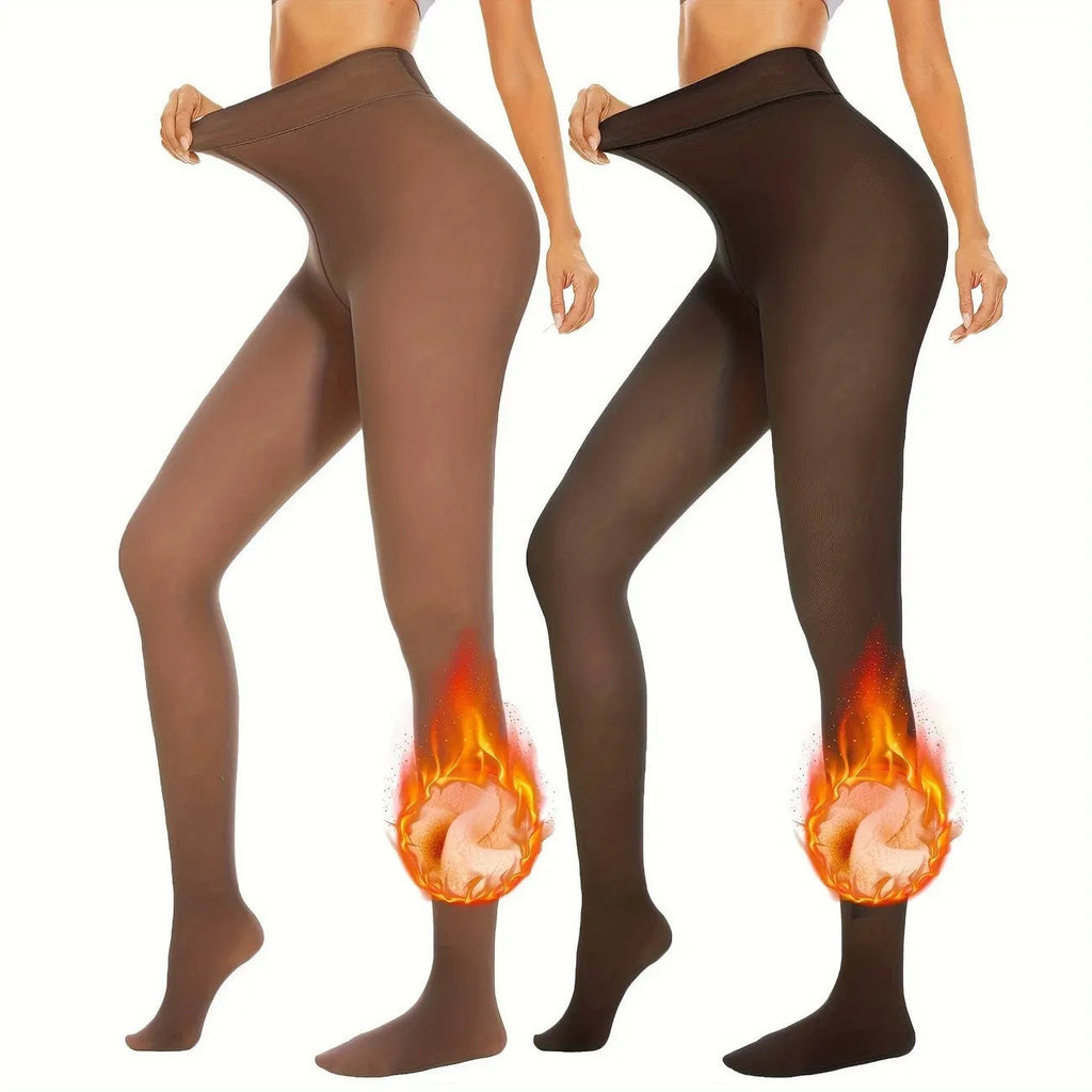 Women's anti-snagging outerwear leggings with wool lining in black and coffee colour options.