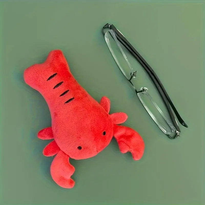 Red lobster shaped squeaky plush dog toy for small and medium breeds
