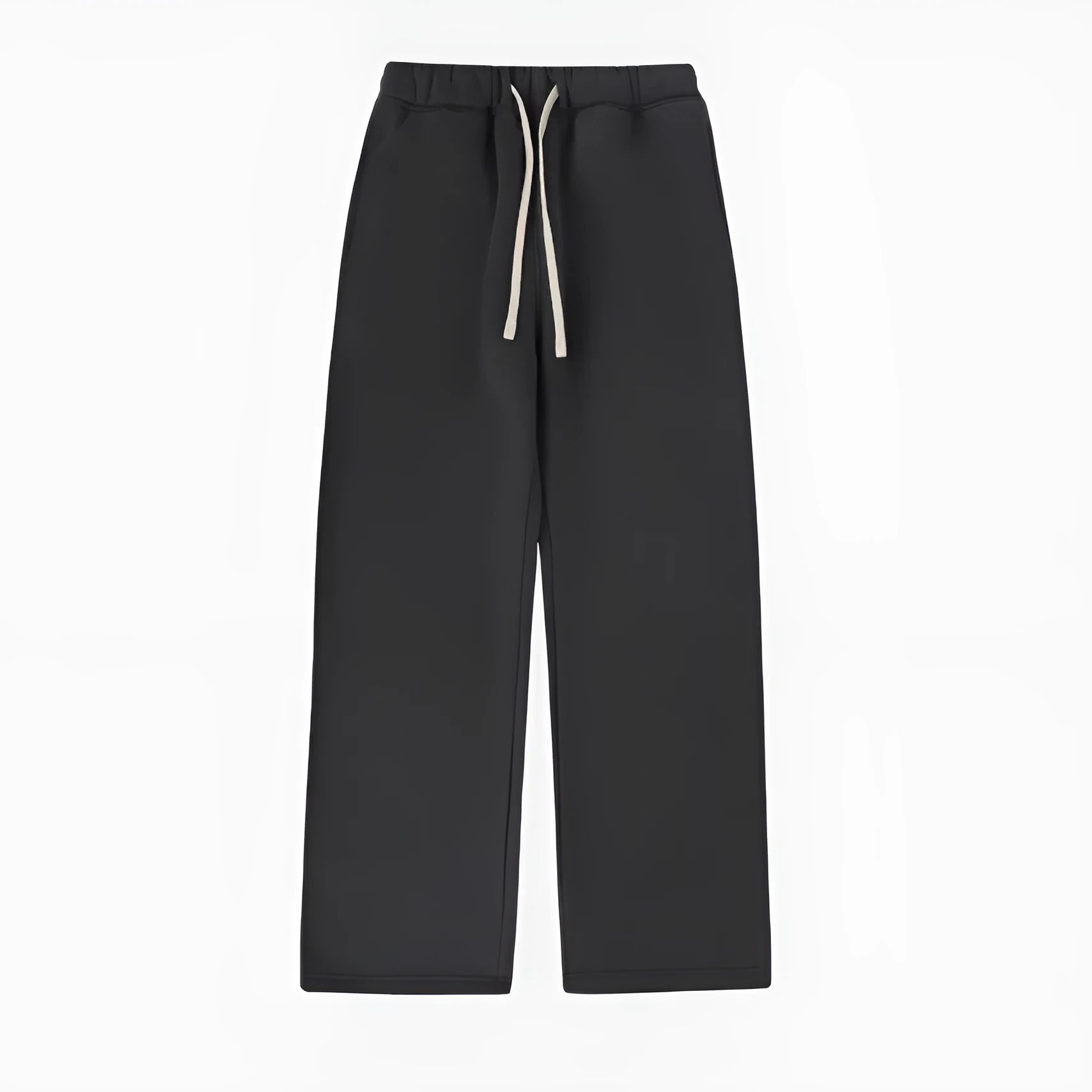 Men's grey fleece-lined sweatpants with drawstring waistband and loose fit design