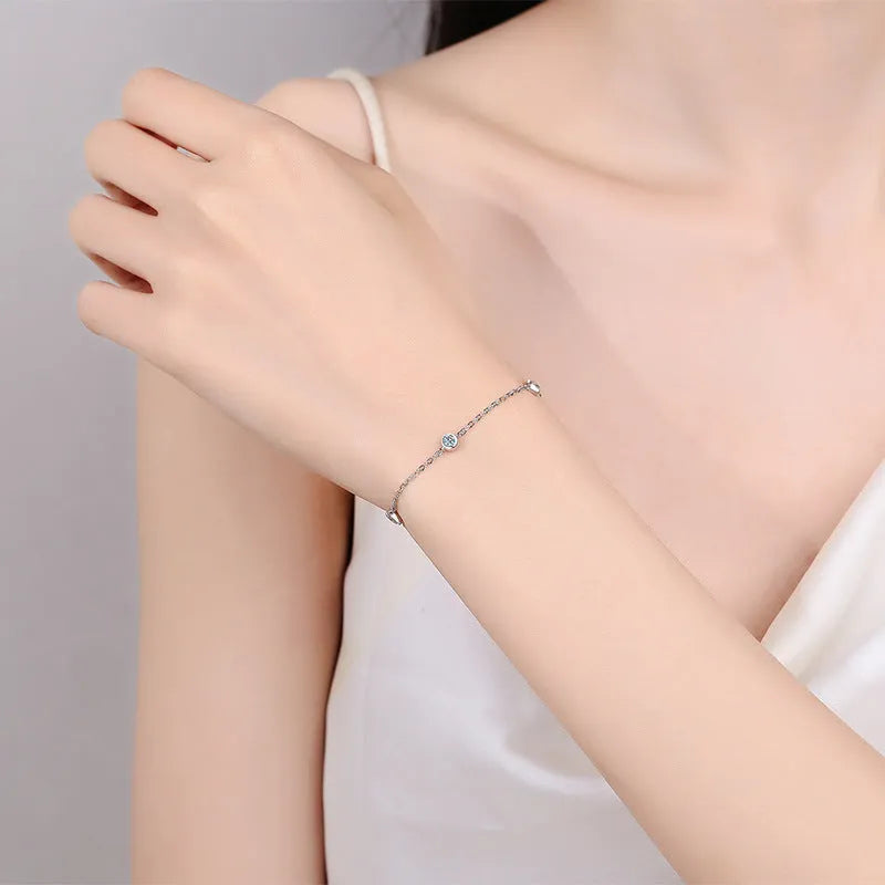 Sterling silver moissanite bracelet with 925 silver, fifty point stones in natural flowing design