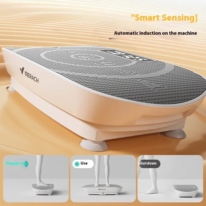 Portable smart power plate in grey colour showing compact 58x38x16cm dimensions with Bluetooth connectivity