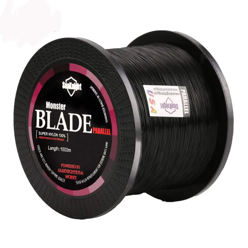 Seaknight1000 M nylon fishing line spool in five colour options on a blue background