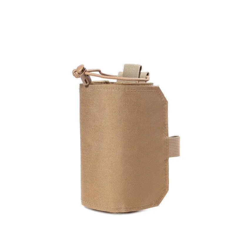 Outdoor adjustable Oxford cloth bottle cover for drinks with PU lining in black and khaki colours