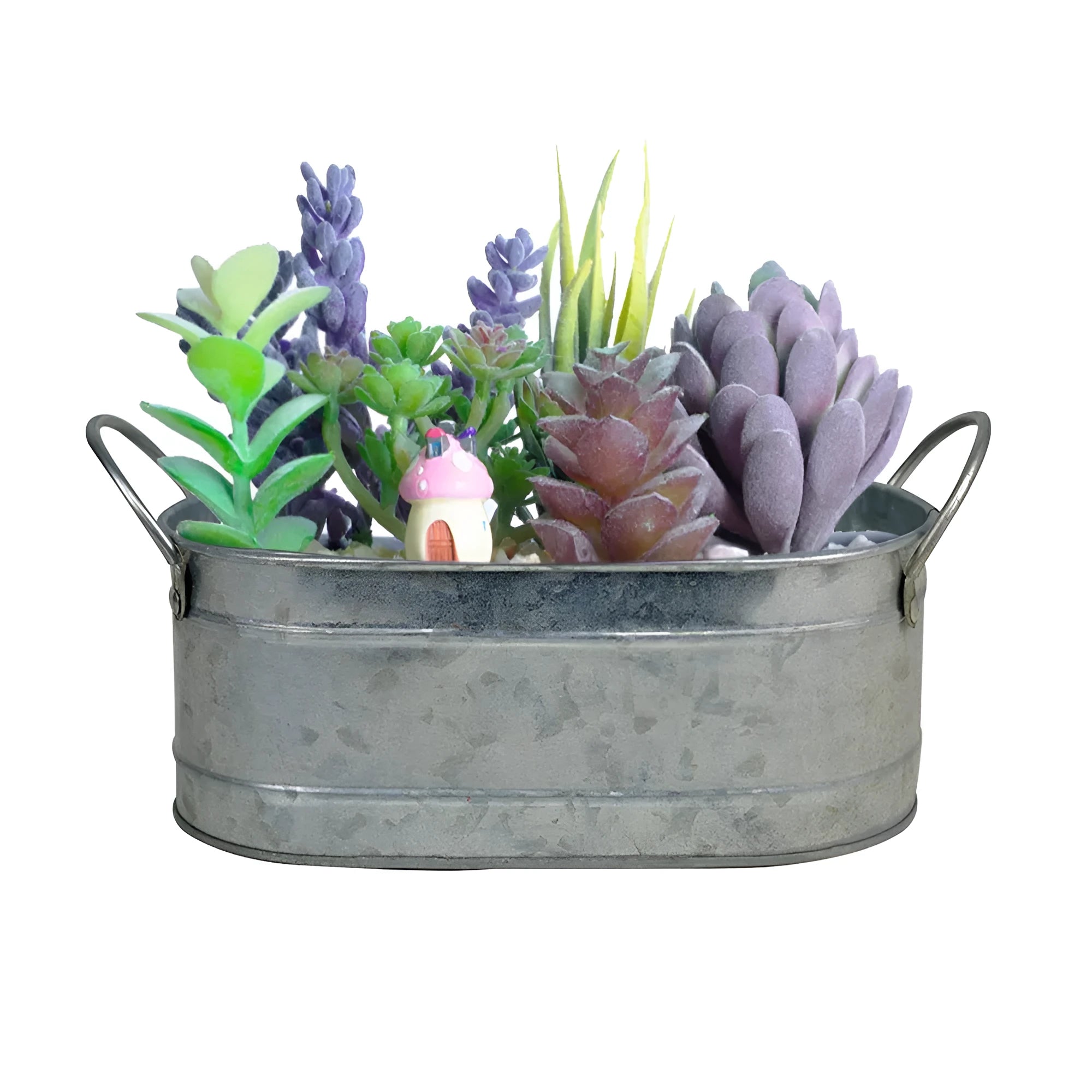 Iron sheet succulent flowerpot in a simple desktop style design.
