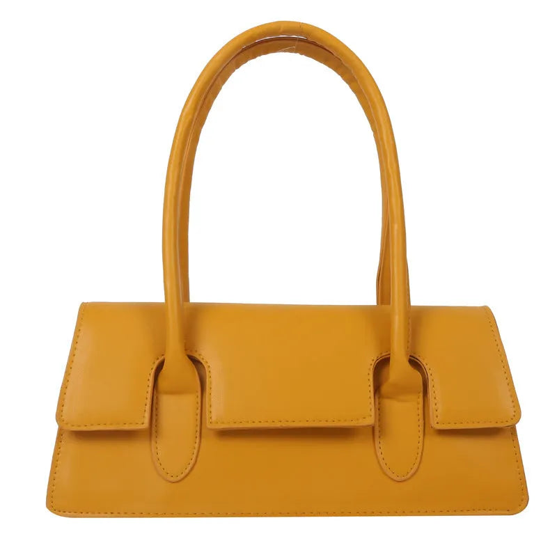 Women's small square shoulder bag in PU leather with document compartment interior and sandwich pocket exterior
