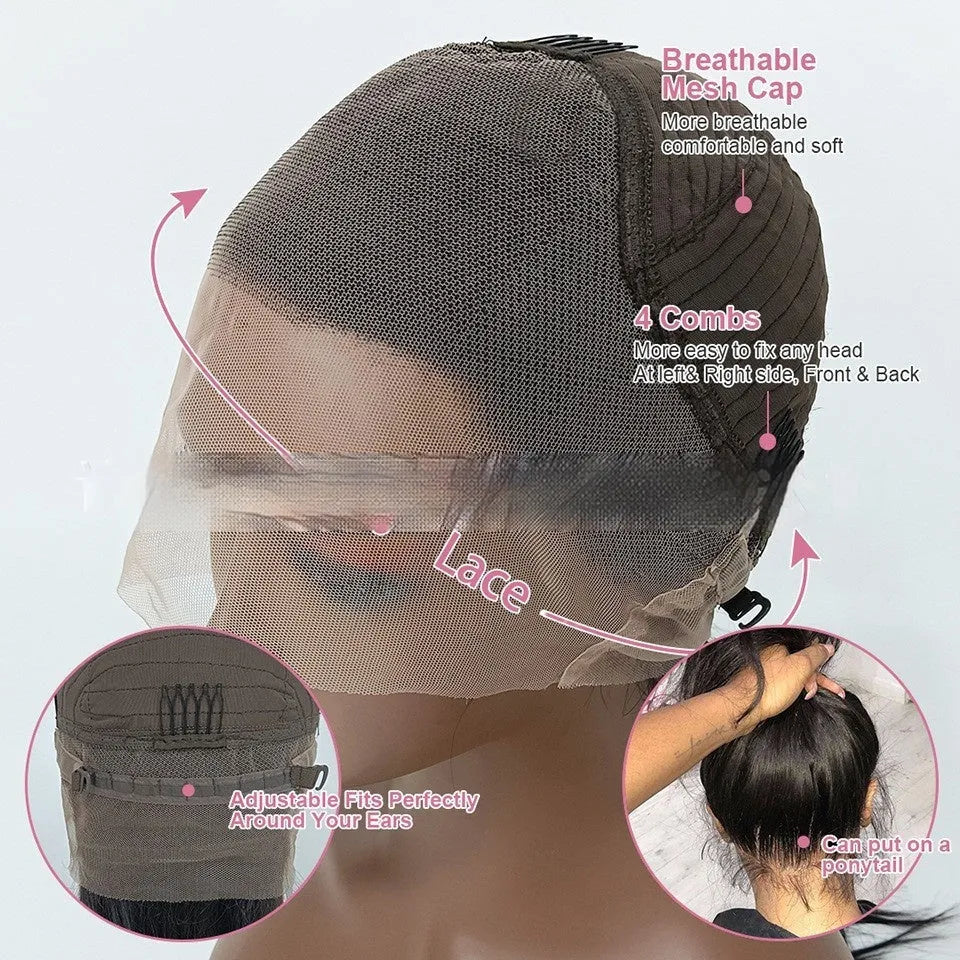 Human hair gradient colour lace front wig showing natural-looking hairline and length options