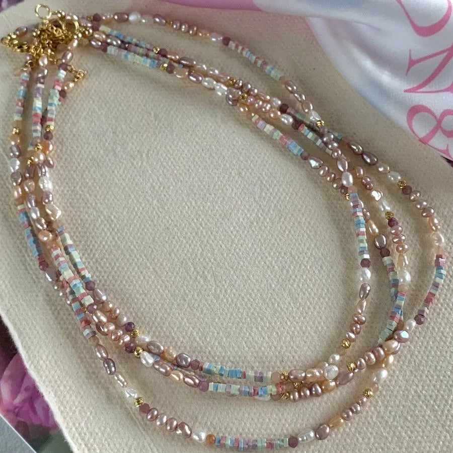 14K gold gilded purple pearl bracelet and necklace set with irregular natural pearls