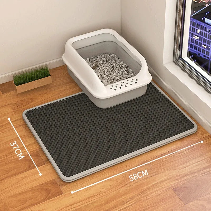 Double layer waterproof cat litter mat in beige colour with non-slip backing