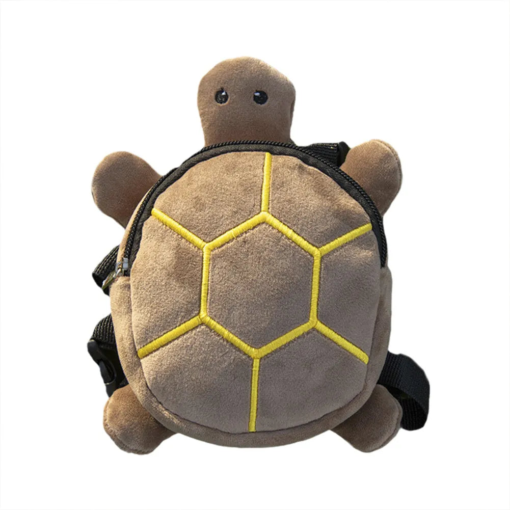 Cartoon turtle shape dog backpack harness in velvet with metal zipper and 20x18cm dimensions