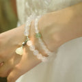 Original design women's bracelet in S925 sterling silver with white agate and Hetian jade geometric lotus pattern