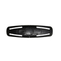 Black nylon seat belt buckle clip for child car seats, dimensions 14.5cm by 4cm.