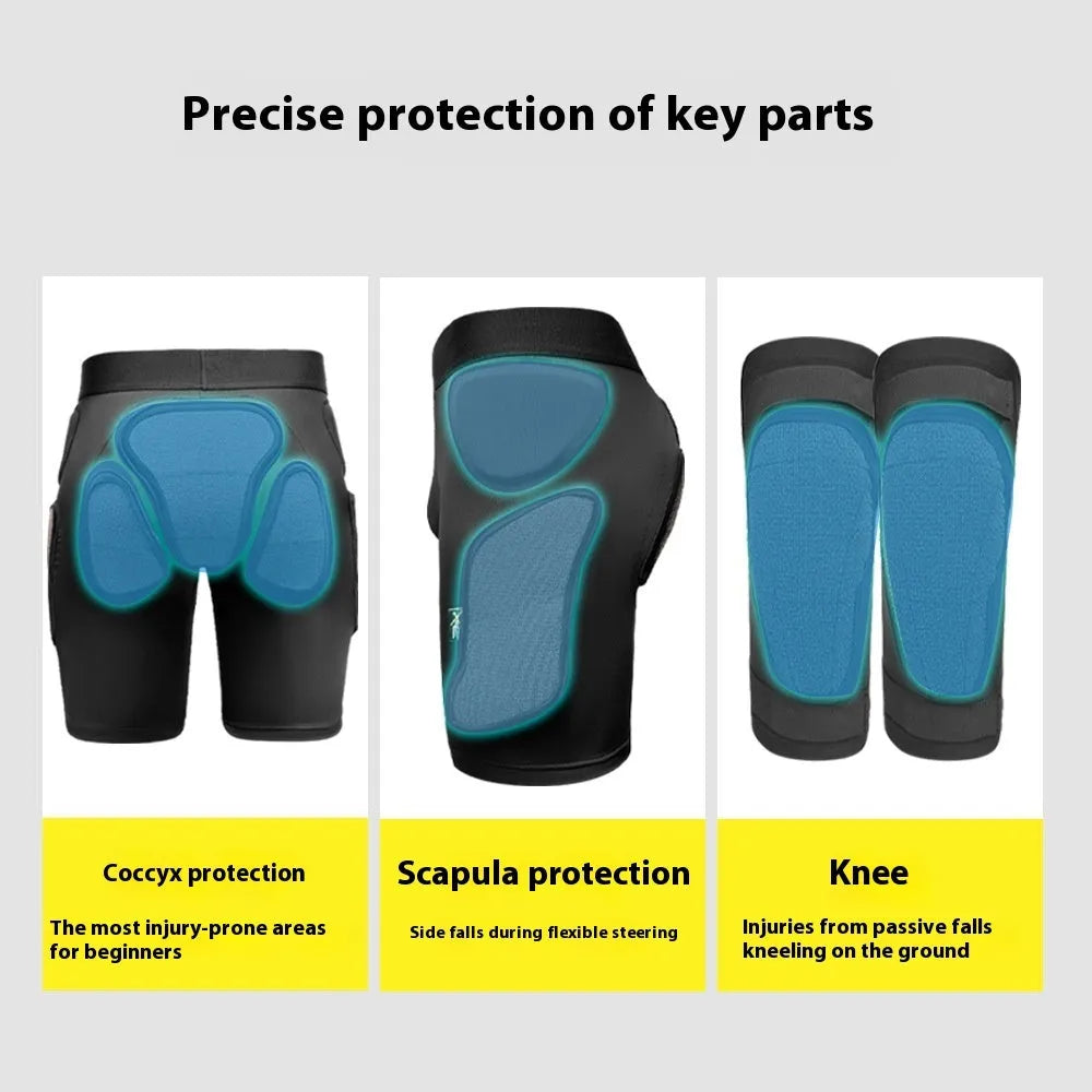 X-ray diffraction colour ski protective hip pads and knee pads for multi-sport inner wear.