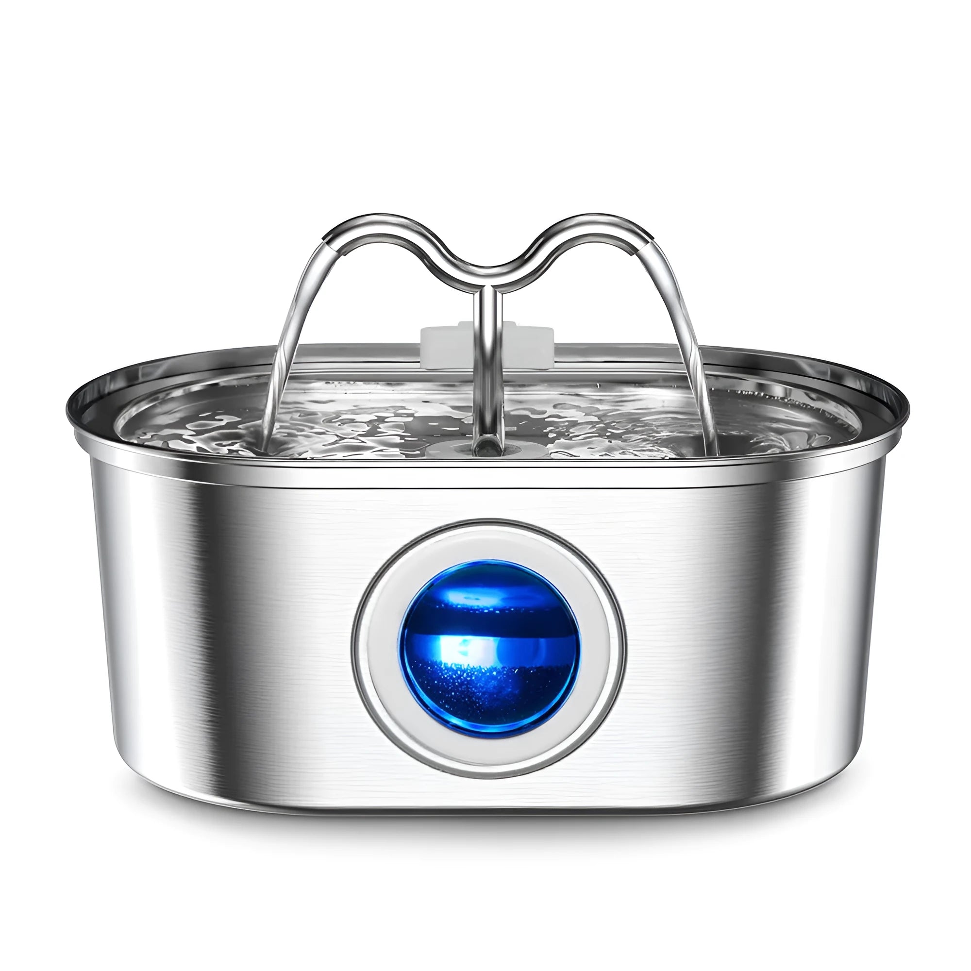 Stainless steel pet water dispenser with detachable design for cats and dogs, elliptical wave double mouth colour