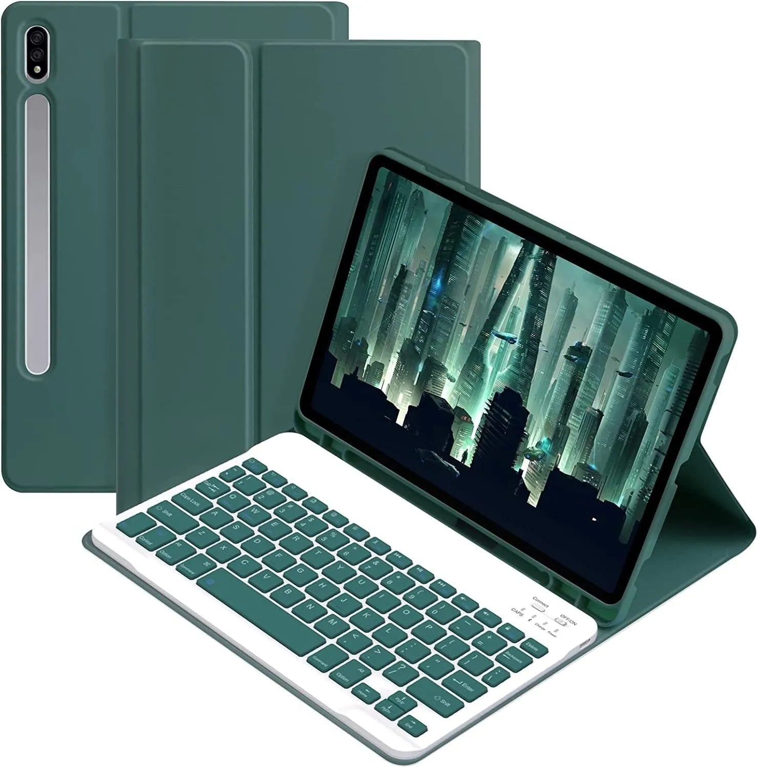 Samsung Galaxy Tab protective leather case with Bluetooth keyboard and charging mouse in TPU soft shell