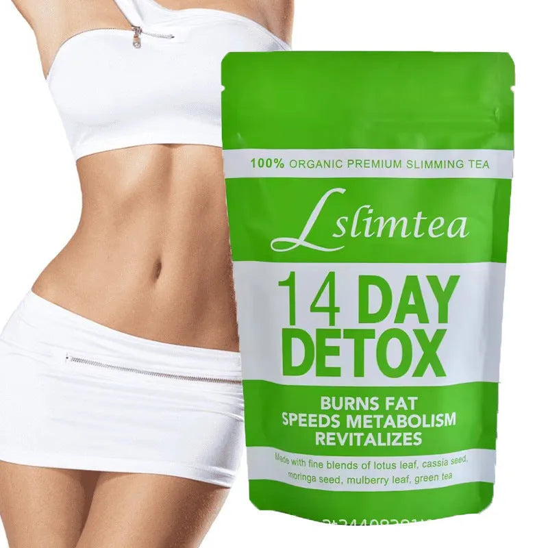 14-day herbal detox tea programme with 14 individual 3g tea sachets in packaging