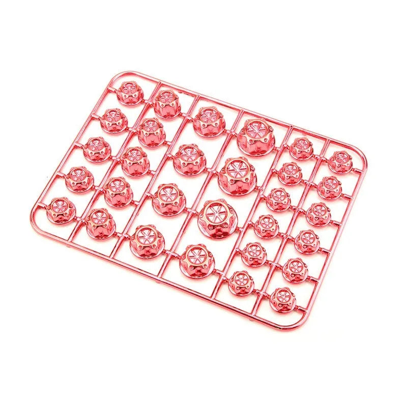 Set of 30 ABS plastic motorcycle screw caps in eight different colours including red, blue, gold and silver