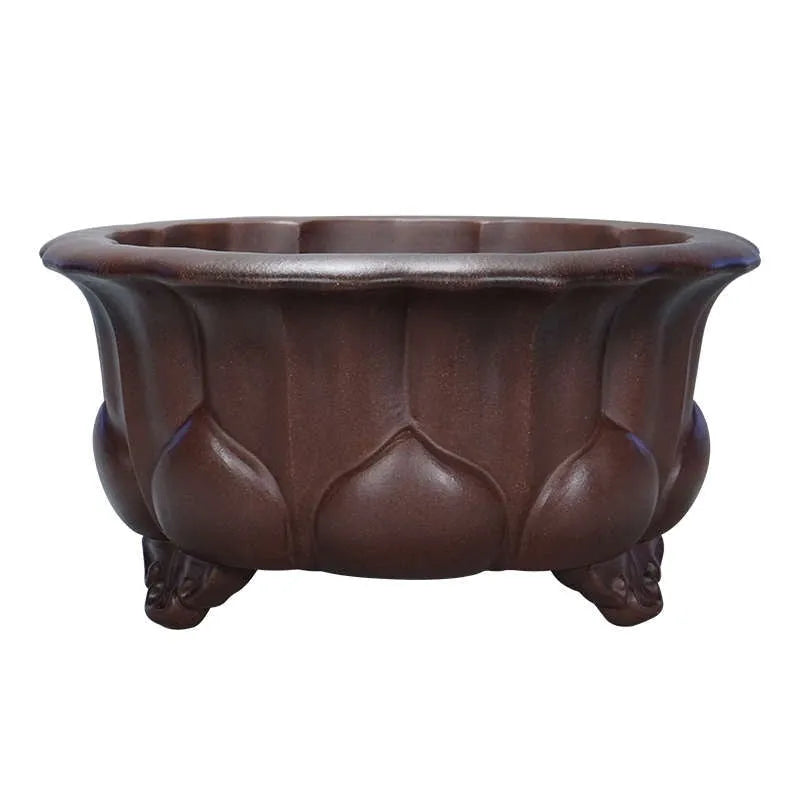 Purple sand ceramic succulent flower pot with antique design measuring 37x37x20cm