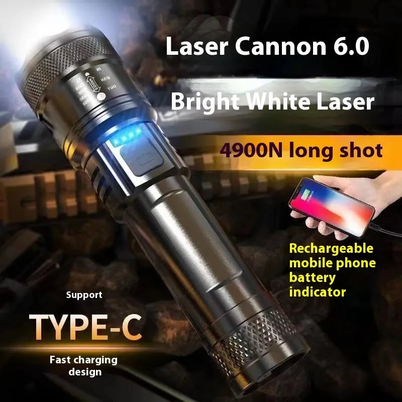 Power torch portable rechargeable super bright LED searchlight 500-metre range telescopic zoom IP55