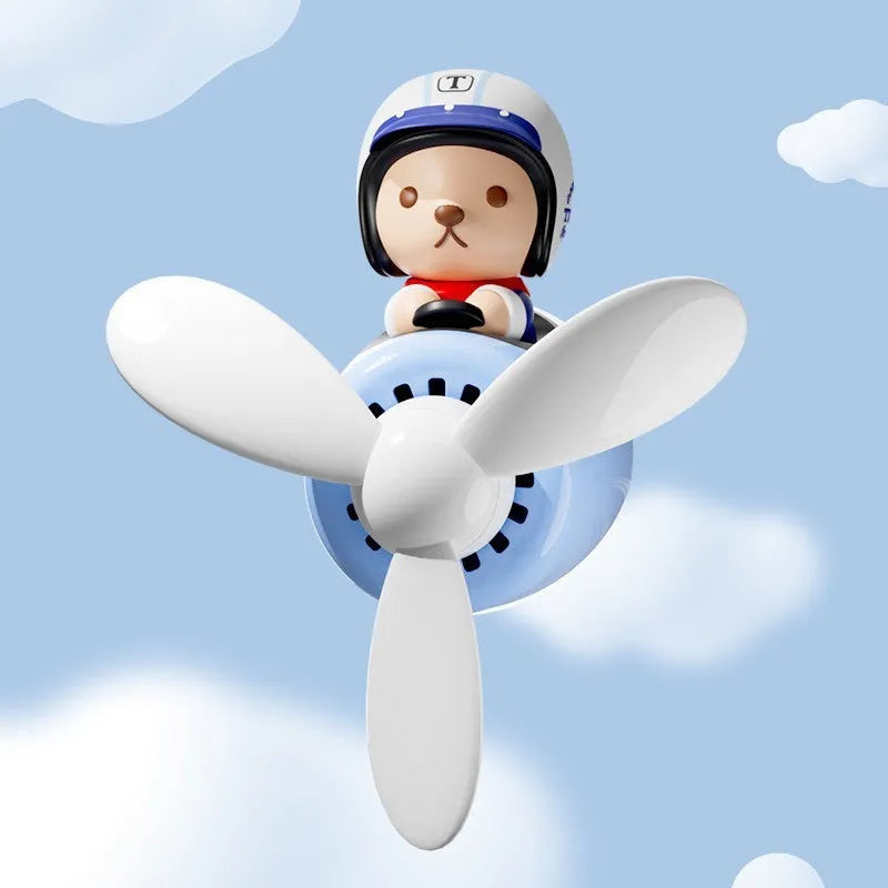 Blue teddy bear car vent air freshener ornament with plastic perfume holder