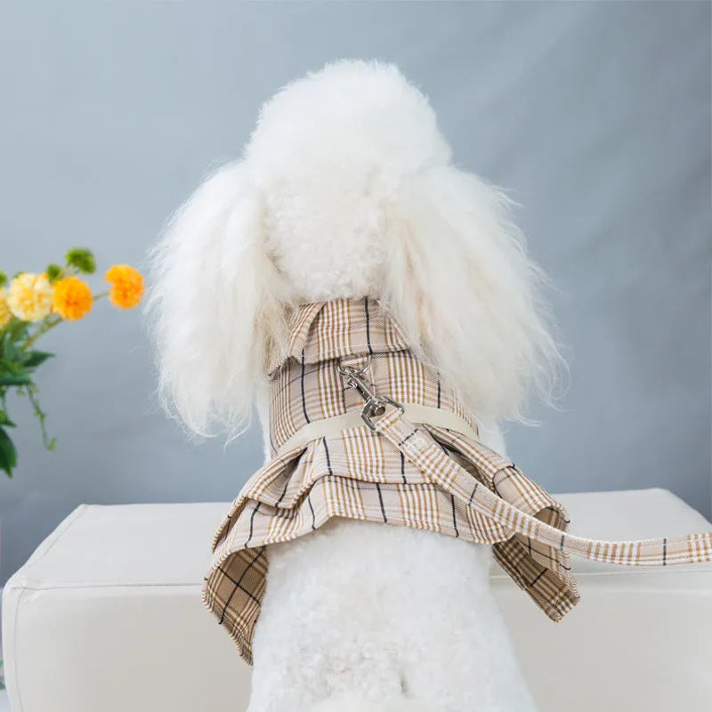 Polyester Pet Chest Strap Hand Holding Rope Vest Style Harness for Small Medium Large Dogs Beige Purple Skirt Included