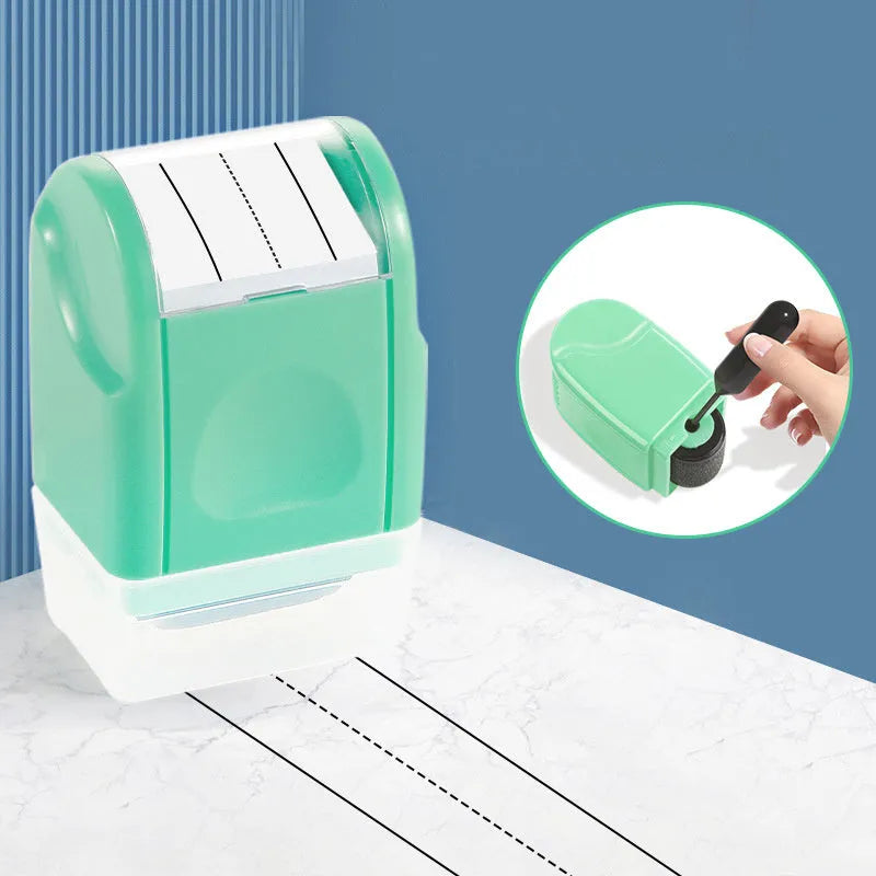 Rectangular plastic roller seal for English line stamping in seven colours