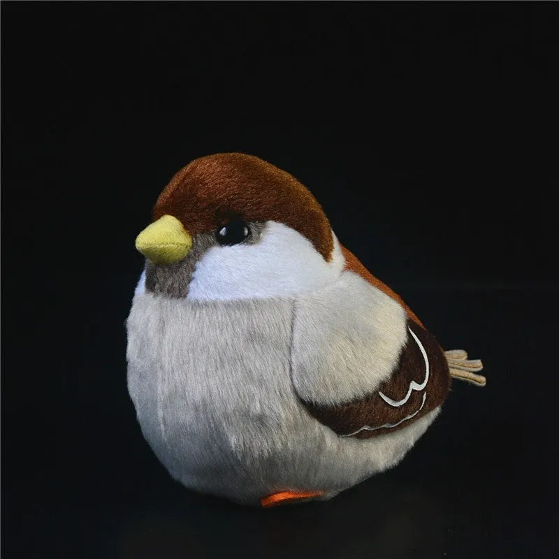 Plush bird decompression ball toy in Kingfisher design, 14cm height, on a desk