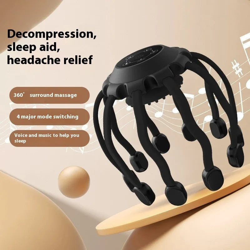 Black and white electric head massagers with multiple claws for scalp vibration massage