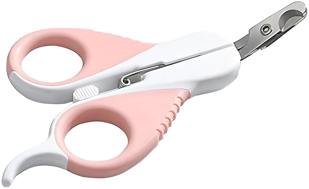 Cat nail clippers with angled blade and safety guard for small pets grooming