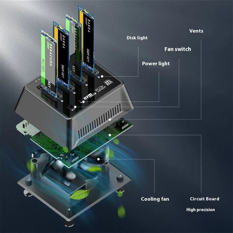 Aluminium M.2 Dual Protocol SSD enclosure base, K30174P2 colour, 90mm long.