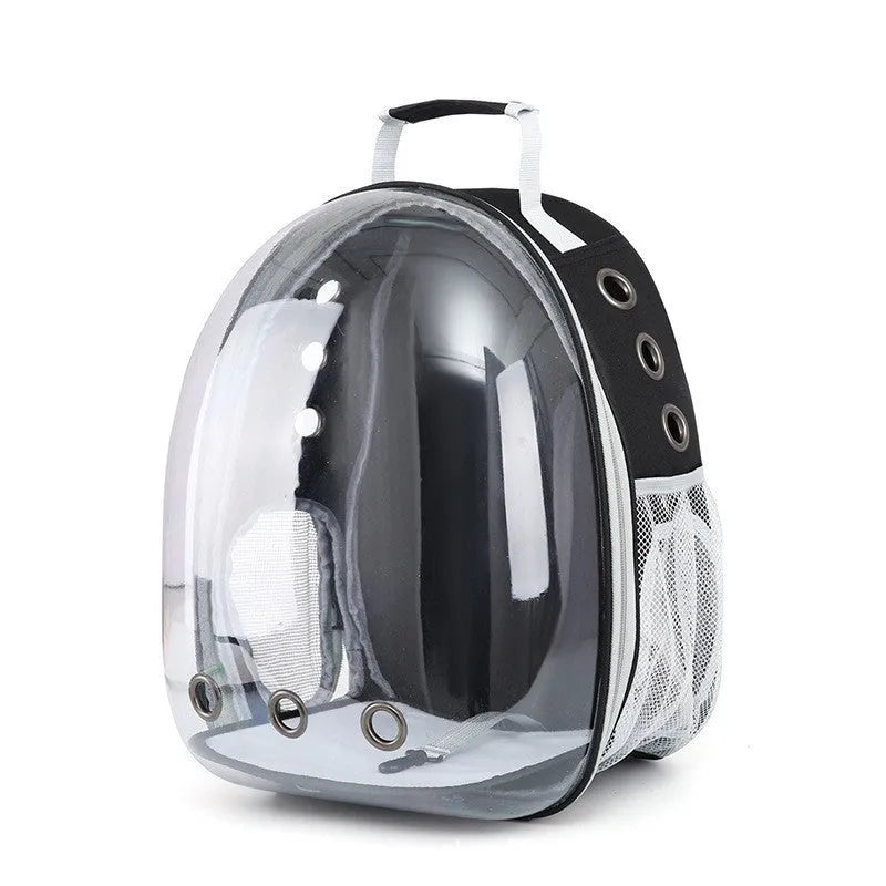 Polycarbonate pet carrier bag with side opening panel in medium capacity for cat transportation