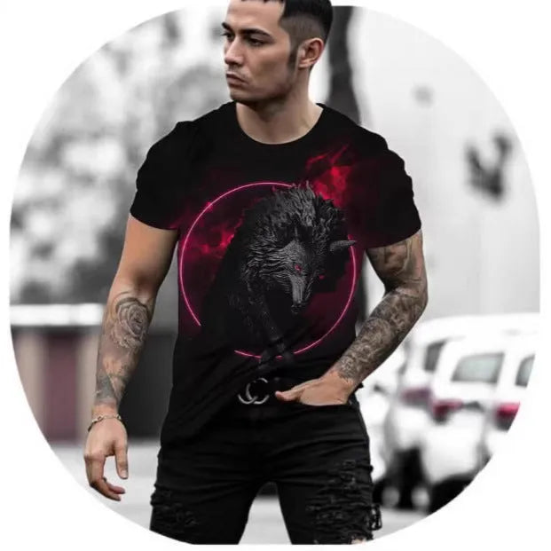 Retro 3D animal print men's short-sleeved T-shirt in bird eye cloth fabric with digital printing