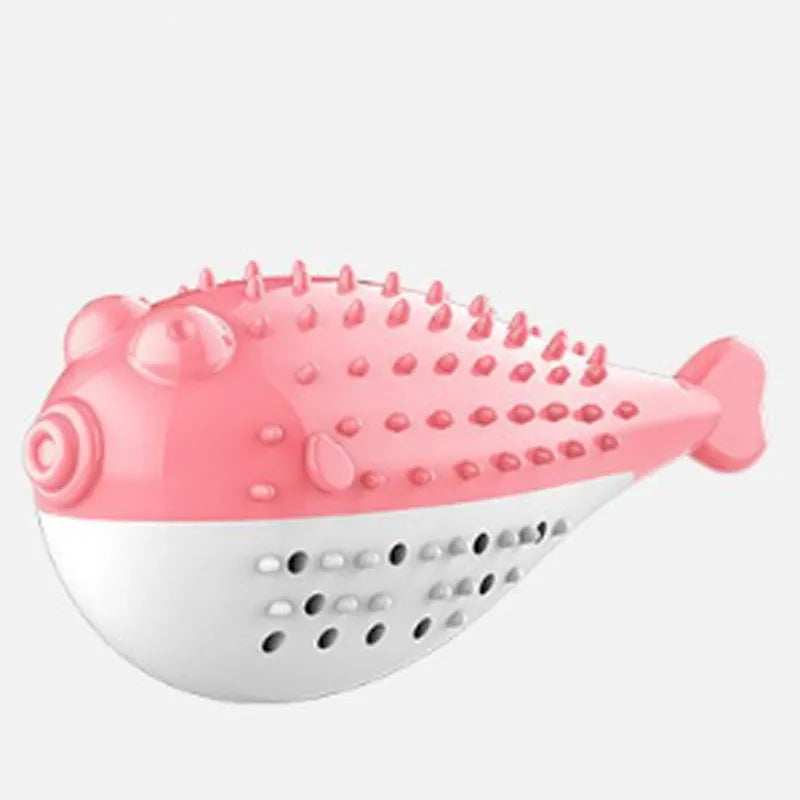Silicone fish-shaped cat chew toy with teaser design in multiple colours