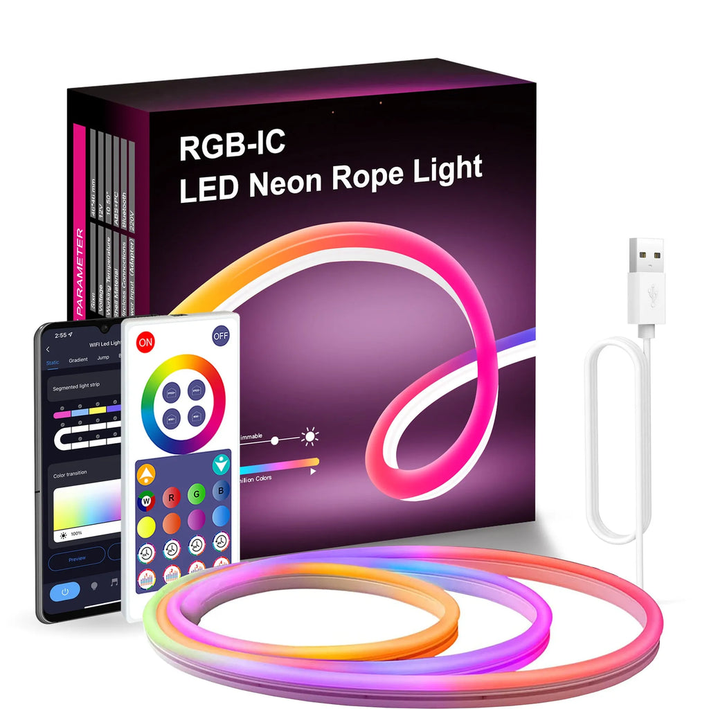 3 metre RGB LED neon strip with music sync capability and waterproof interior lighting