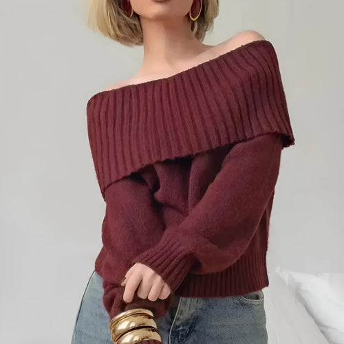 Acrylic off-the-shoulder sweater with 3D pattern effect in grey colour
