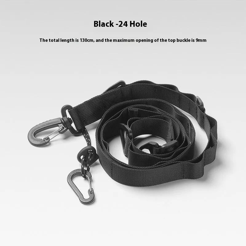 Black outdoor hanging rope clothesline storage belt stretched to 130cm length for drying garments
